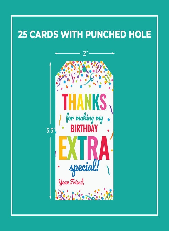 Pink Pixie Studio Thanks for Making My Birthday Extra Special Tag, 25 Birthday Party Favor Tags Labels for Goodie Treat Bags Kids Student Classroom Made in the USA - Image 2